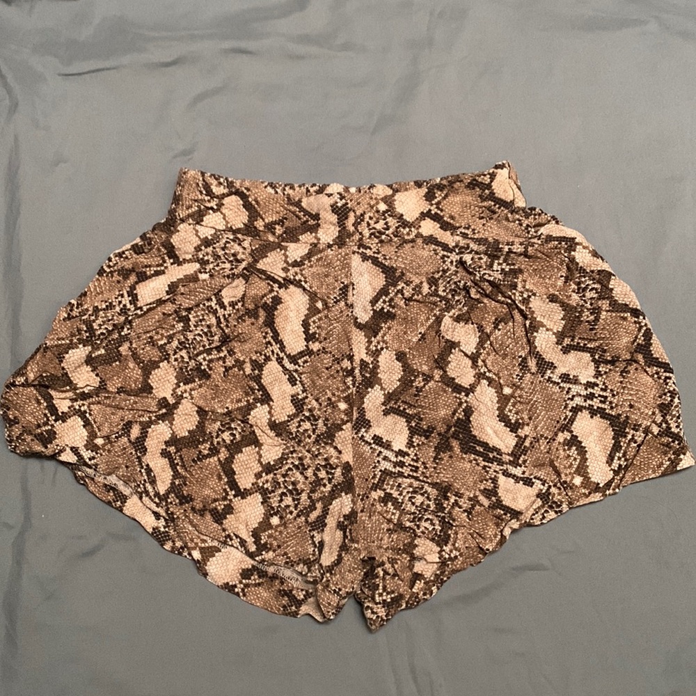 Snake print high waisted shorts